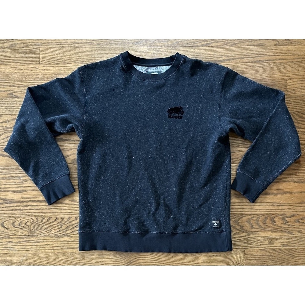 Roots Black Comfy Crewneck Sweatshirt Adult Medium